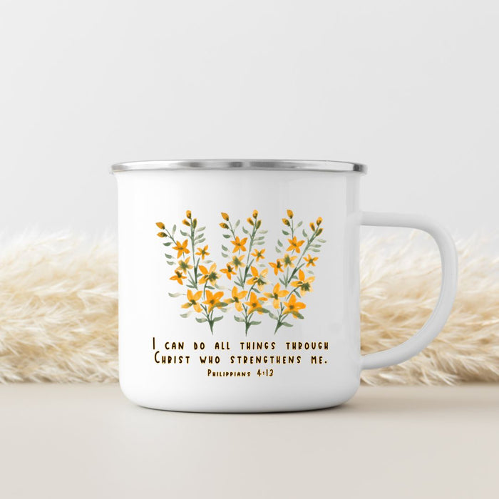 I can do all things flowers Emaille Tasse