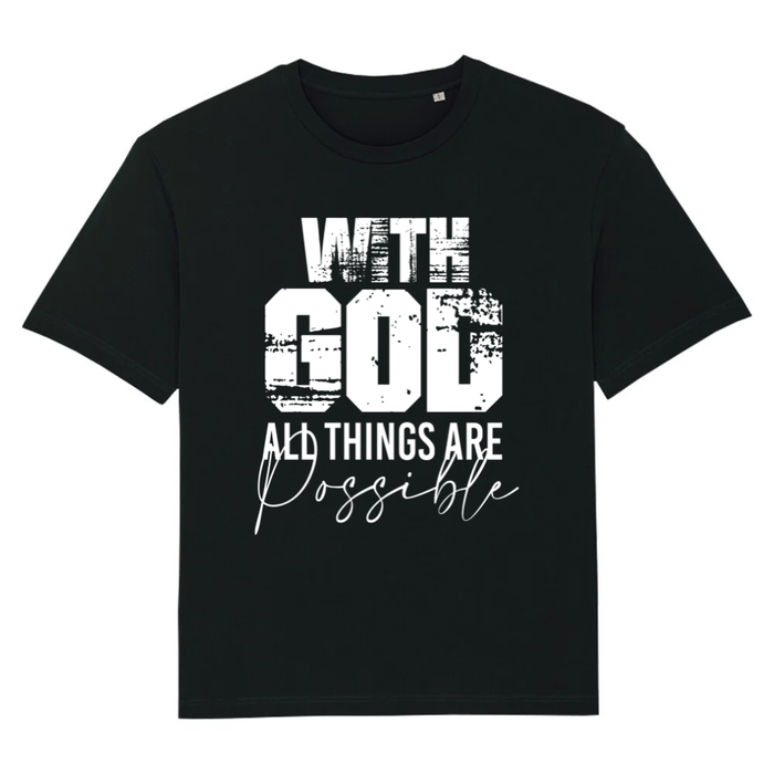 Met God oversized T-shirt op de achterkant