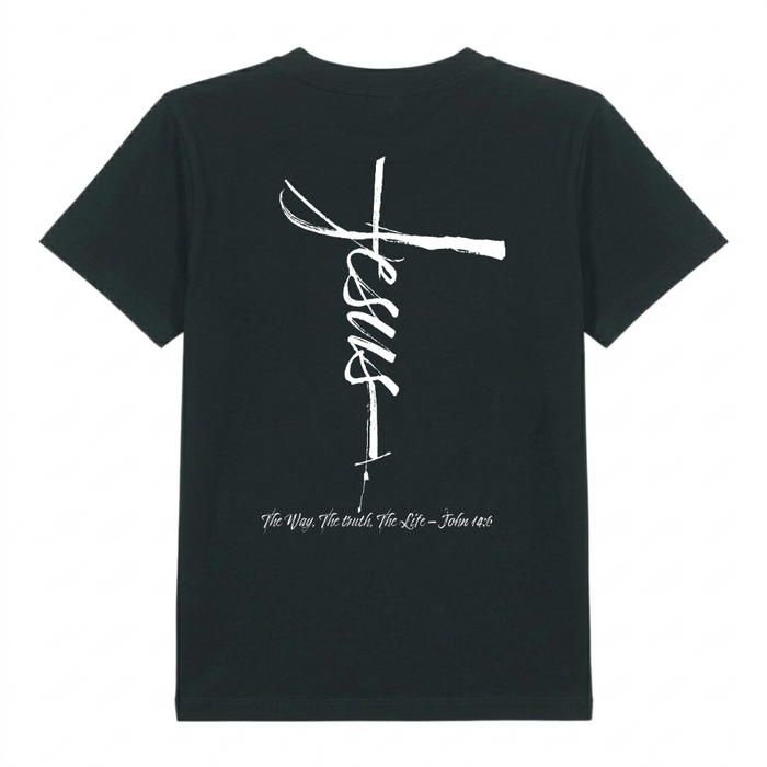Jesus Cross Kinder T-Shirt Backprint