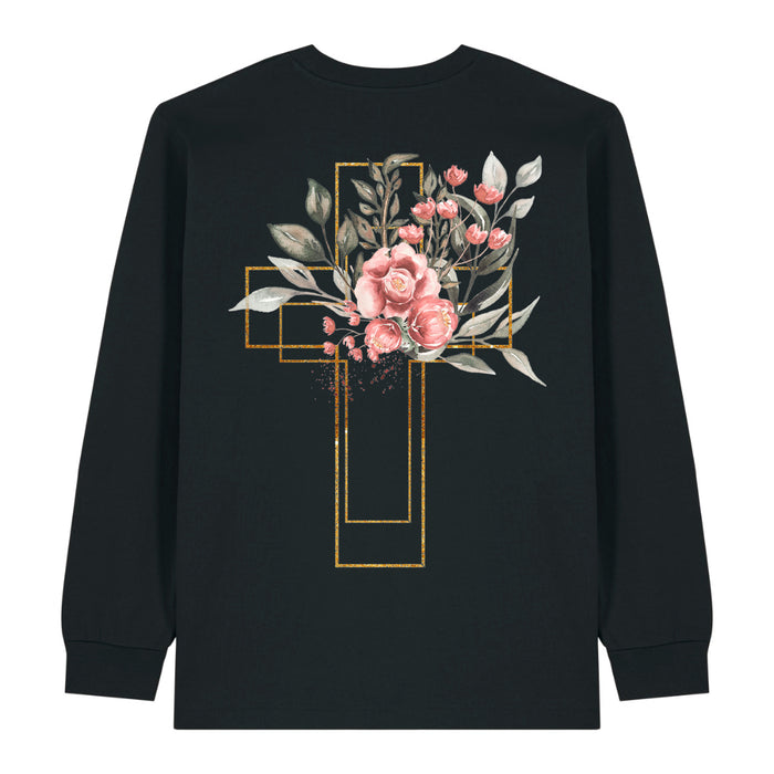 Golden Aquarel Kruis Longsleeve Rugprint