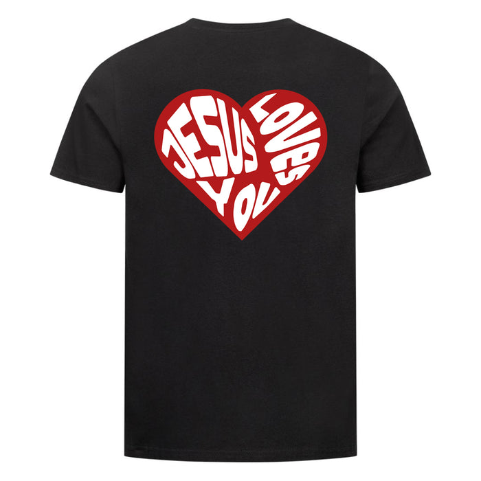 Jesus loves you Heart Shirt Backprint