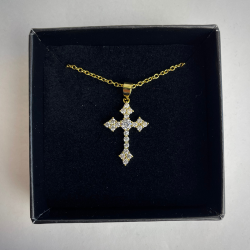 Gouden Versierde Kruisketting