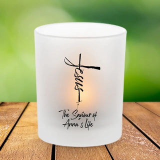 Jesus Cross personalisierbar Teelichthalter