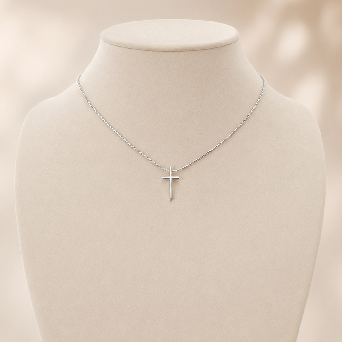 minimalistische schmale 925 Silber Kreuzkette