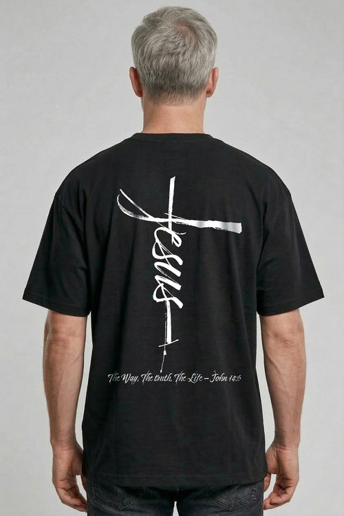 Jesus cross front and back print oversized shirt