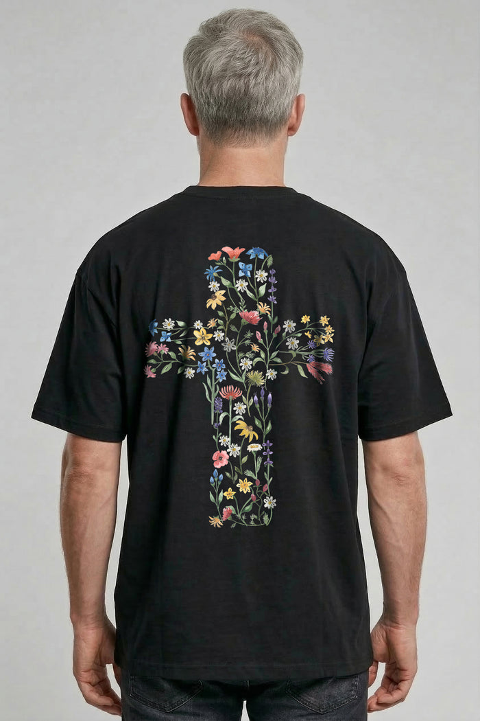 Flower Cross Oversized Shirt Backprint