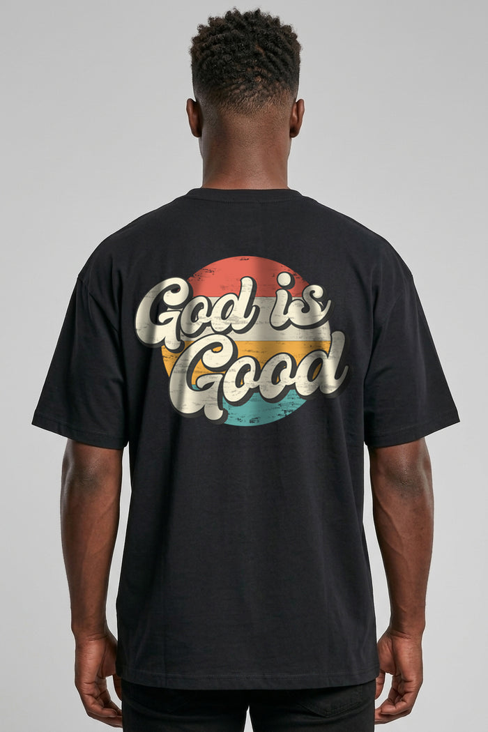God is good retro circle oversized shirt backprint
