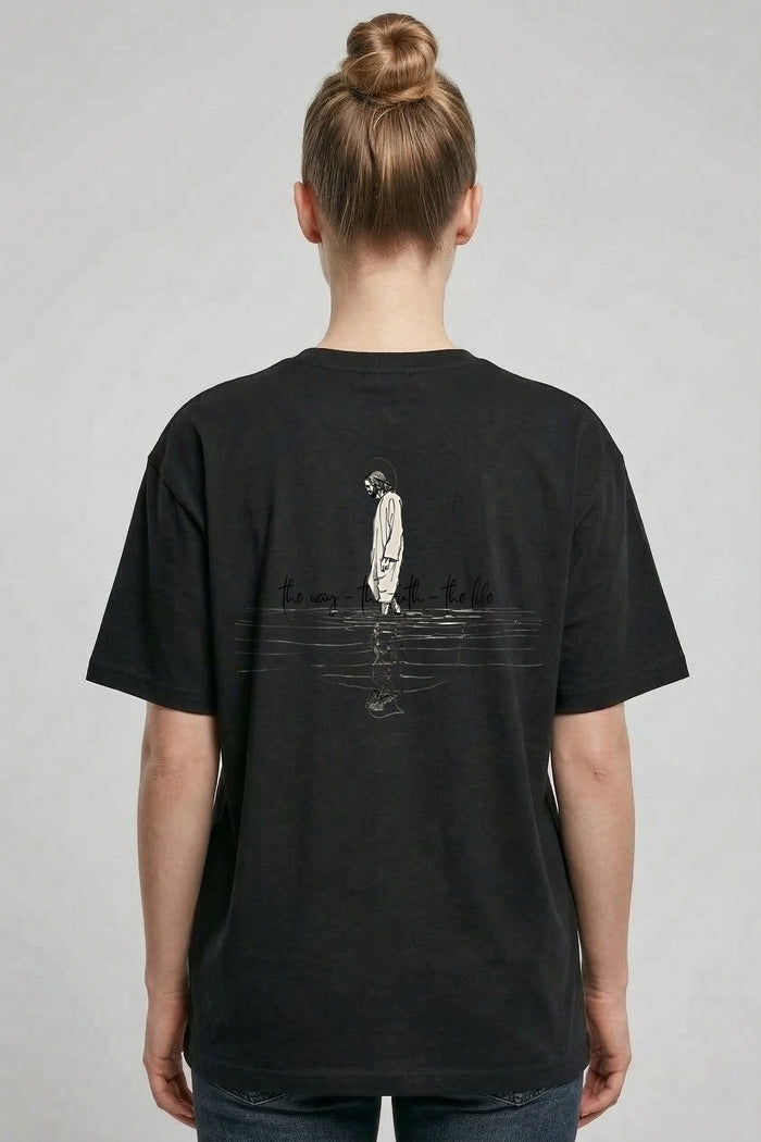 Jesus the way Lineart Oversized Shirt Rugprint