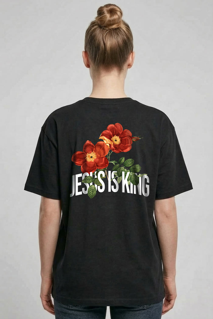 Jesus is King Flower Oversized Shirt Rugprint