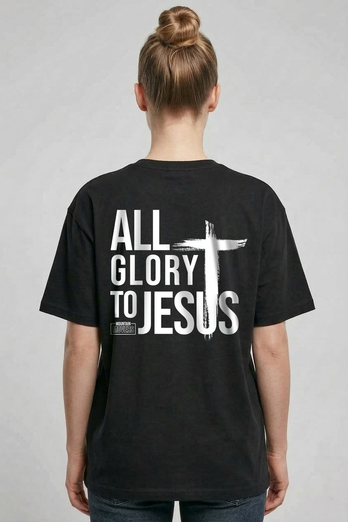 All Glory to Jesus Oversized Shirt Backprint