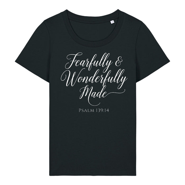 Fearfully and Wonderfully Made Psalm 139:14 Kalligrafie Frauenshirt