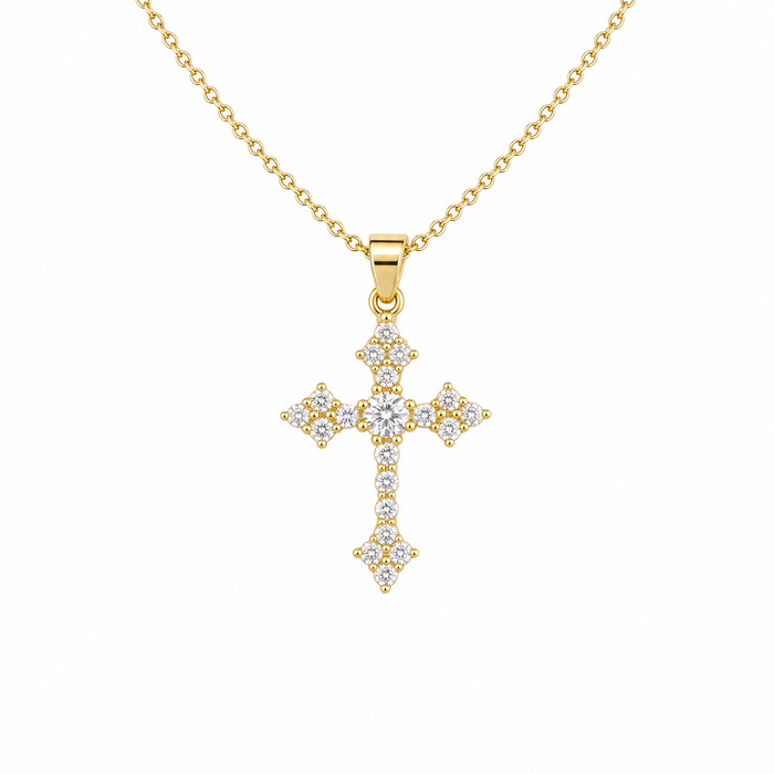 goldene verzierte Kreuzkette