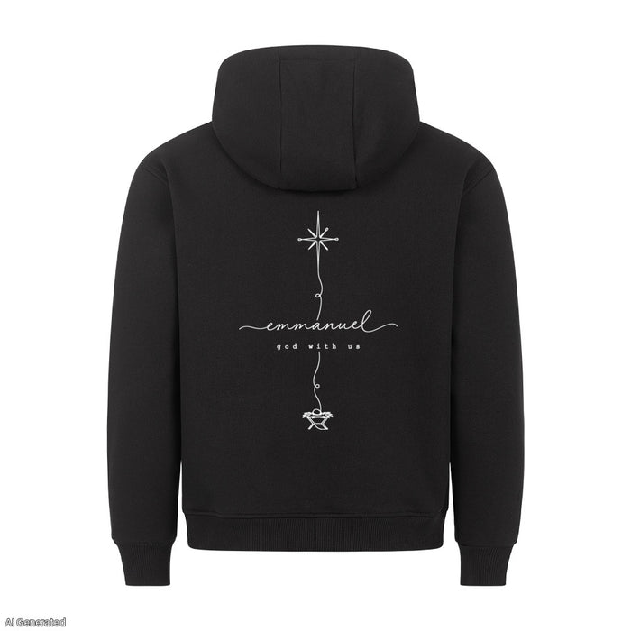 Emmanuel God With Us Line Art Christmas Hoodie Backprint