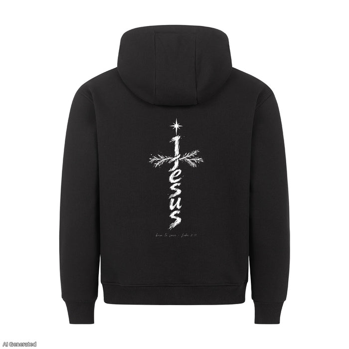 Jesus Born to Save Christmas Hoodie Backprint