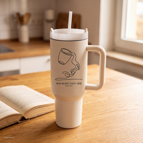 Mein Becher fließt über Thermobecher