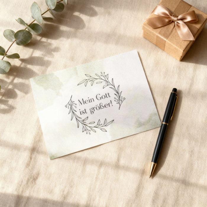 My God is greater postcard