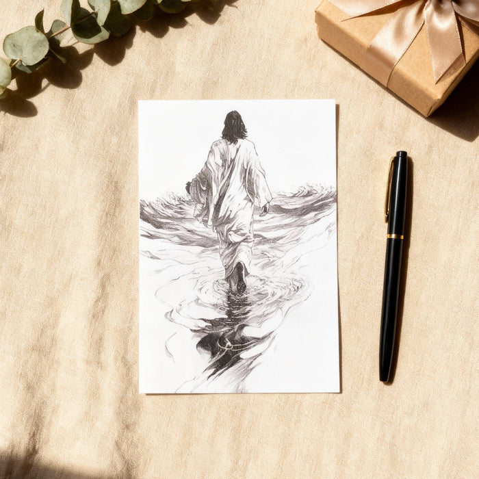 Walk on Water black&white postcard