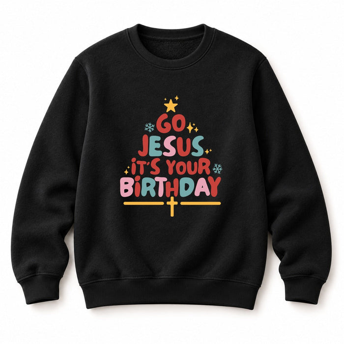 Go Jesus gekleurde kerstsweatshirt