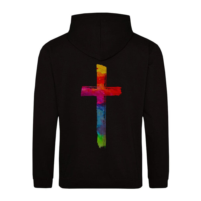 Farbiges Kreuz Hoodie BackPrint