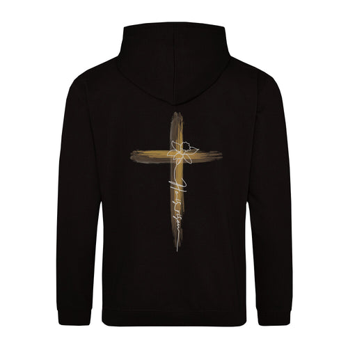 He is risen daffodils hoodie backprint