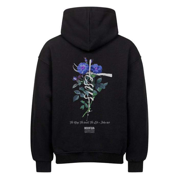 Jesus Cross Flower Oversized Hoodie BackPrint