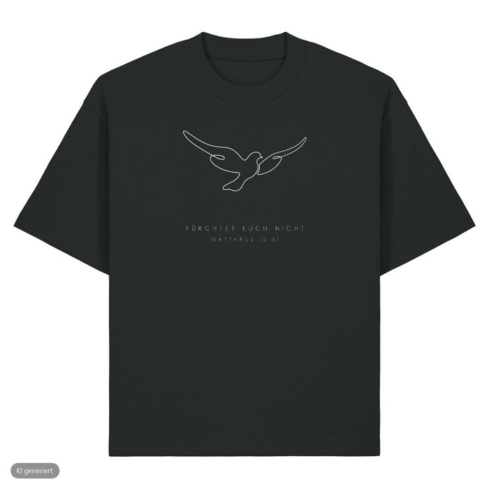 Fürchtet euch nicht Taube Matthäus 10:31 Heavy Oversized Shirt Frontprint