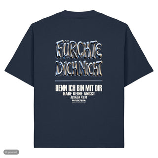 Fürchte dich nicht Chrom Heavy Oversized Shirt, French Navy, Rückseite