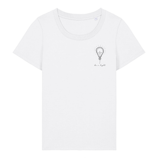 Be a Light Frauen T-Shirt Detailansicht, Mountain Movers christliche Streetwear