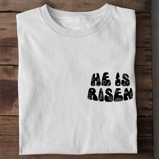 He is Risen Shirt Detailansicht, Mountain Movers christliche Streetwear