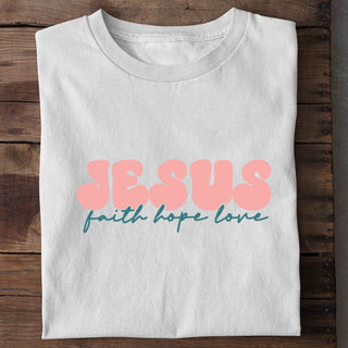 Jesus faith hope love Shirt Variante, Mountain Movers christliches Design
