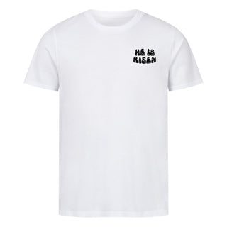 He is Risen Shirt Detailansicht, Mountain Movers christliche Streetwear