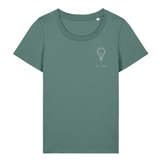 Be a Light Frauen T-Shirt Detailansicht, Mountain Movers christliche Streetwear