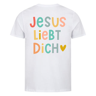 Jesus liebt dich - Cute Shirt Backprint Variante, Mountain Movers christliches Design