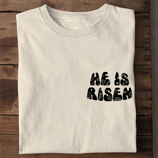 He is Risen Shirt Detailansicht, Mountain Movers christliche Streetwear