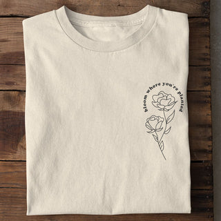 bloom Shirt Detailansicht, Mountain Movers christliche Streetwear