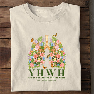 YHWH BREATH Shirt Detailansicht, Mountain Movers christliche Streetwear