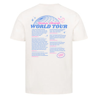 Jesus Christ World Tour Shirt Backprint, christliche Streetwear von Mountain Movers