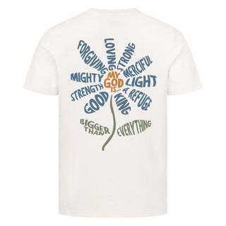 My God Is everything Shirt Backprint Detailansicht, Mountain Movers christliche Streetwear
