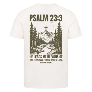 Psalm 23:3 Shirt Backprint Variante, Mountain Movers christliches Design