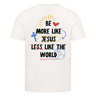 More Like Jesus less like the world Shirt Backprint Detailansicht, Mountain Movers christliche Streetwear