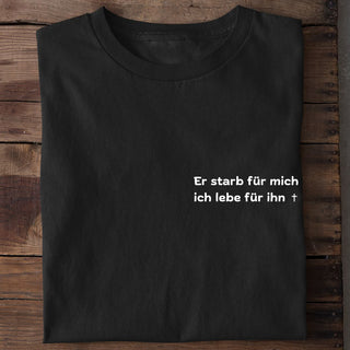 Er starb für mich Shirt Detailansicht, Mountain Movers christliche Streetwear
