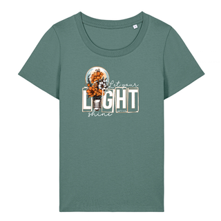 Let your light shine Frauen Shirt Detailansicht, Mountain Movers christliche Streetwear