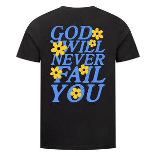 God Will Never Fail You Shirt Backprint Variante, Mountain Movers christliches Design
