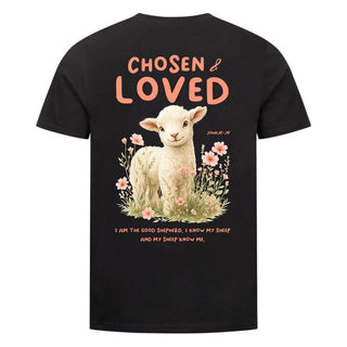 Chosen Loved Shirt Backprint Variante, Mountain Movers christliches Design