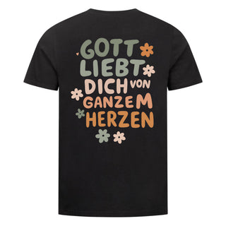 Gott liebt dich von ganzem Herzen Shirt Backprint Variante, Mountain Movers christliches Design