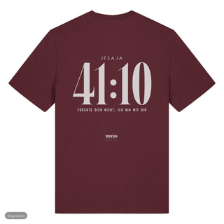 Jesaja 41:10 T-Shirt deutsch, Burgunder, Rückseite