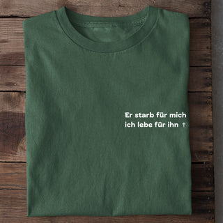 Er starb für mich Shirt Detailansicht, Mountain Movers christliche Streetwear