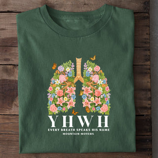 YHWH BREATH Shirt Detailansicht, Mountain Movers christliche Streetwear