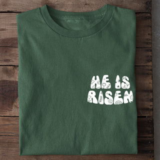 He is Risen Shirt Detailansicht, Mountain Movers christliche Streetwear