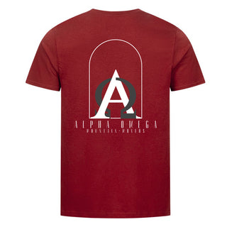 Alpha Omega T-shirt met print op de achterkant